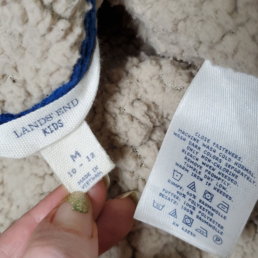 Lands' End Fleece Lined Full Zip Hoodie Sweatshirt - Picture 3 of 5